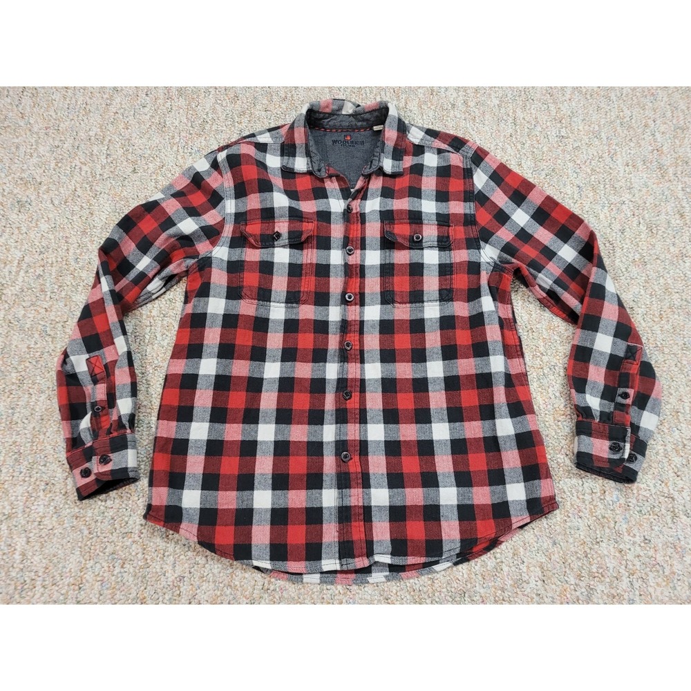 Woolrich Flannel Shirt Mens Medium Red Buffalo Plaid Long Sleeve Outdoor
